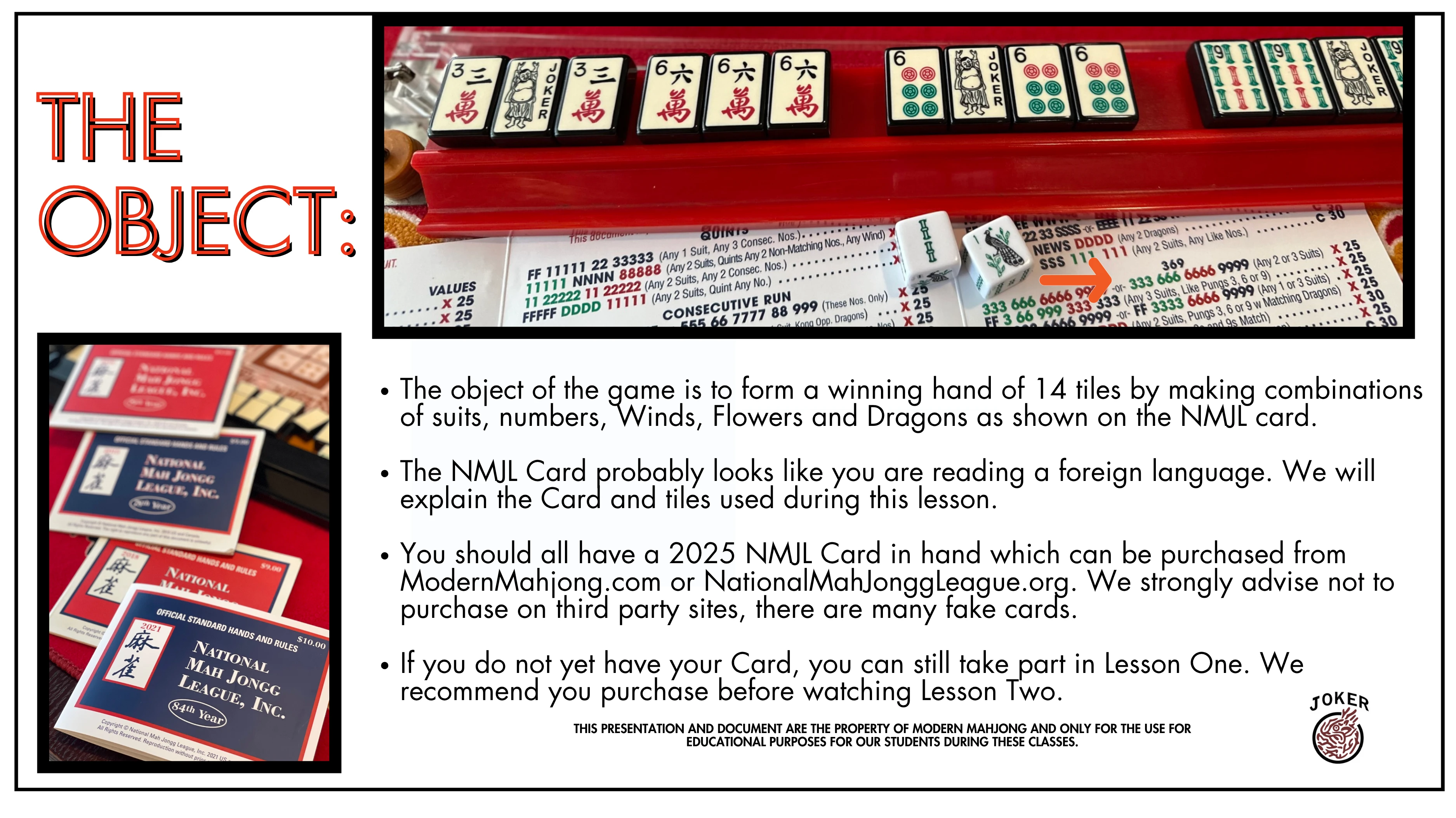 Page 12 course slide: The object of the game
